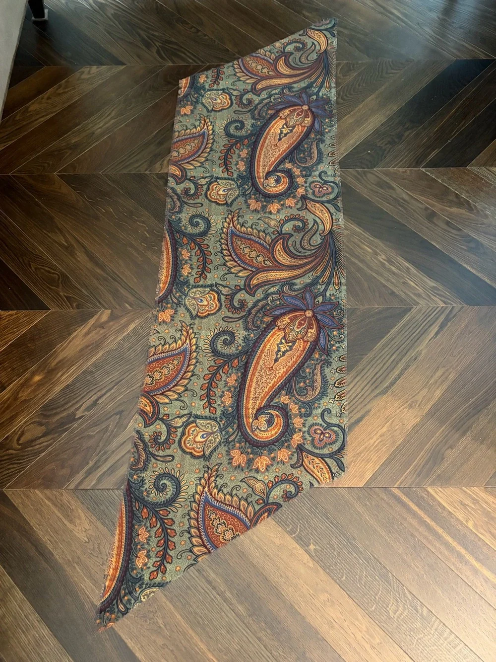 Nordstrom Paisley Shawl Scarf in Teal- Rust- Blue